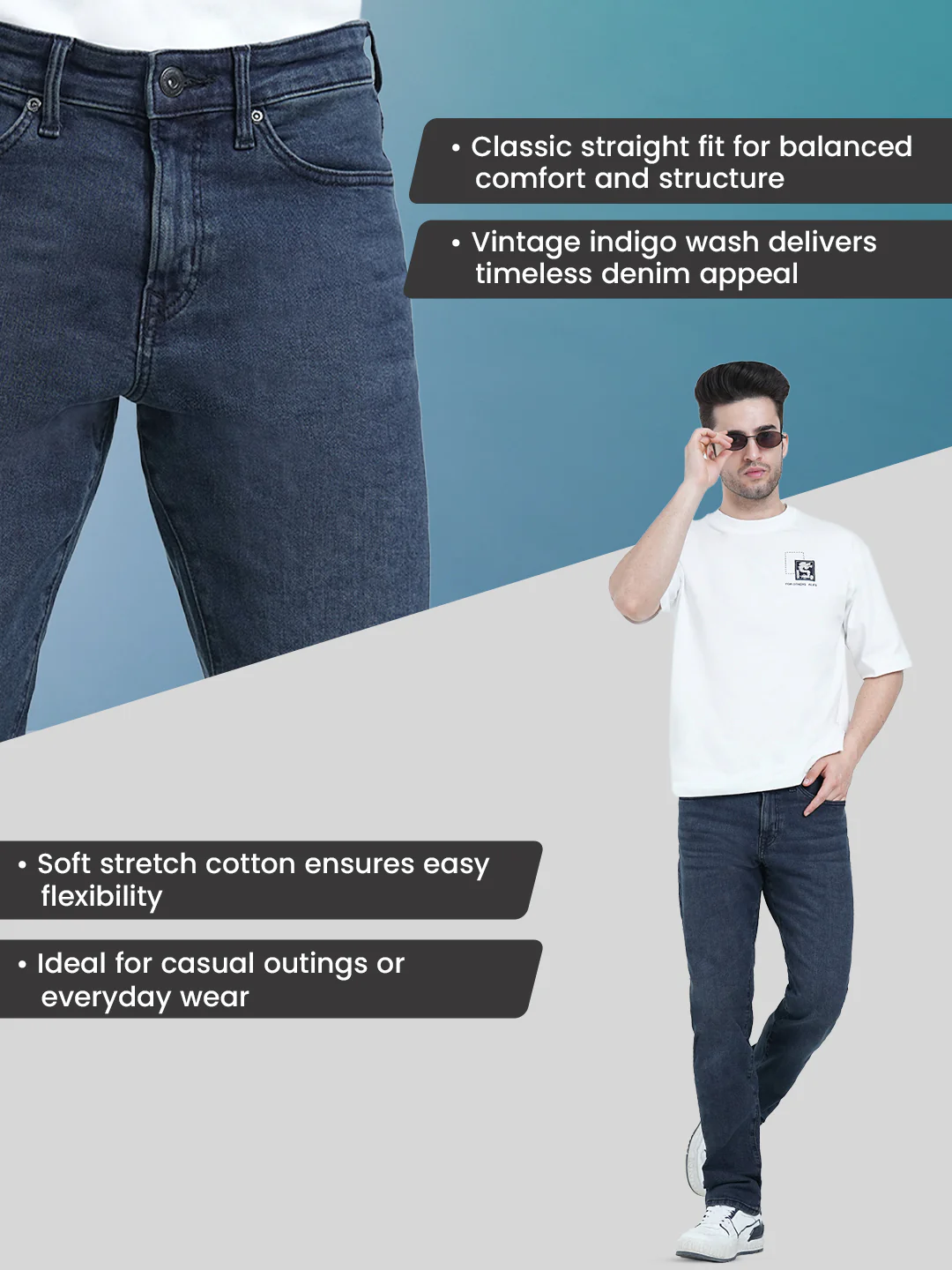 Straight Fit Vintage Jeans for Men | Timeless Everyday Denim - Image 2