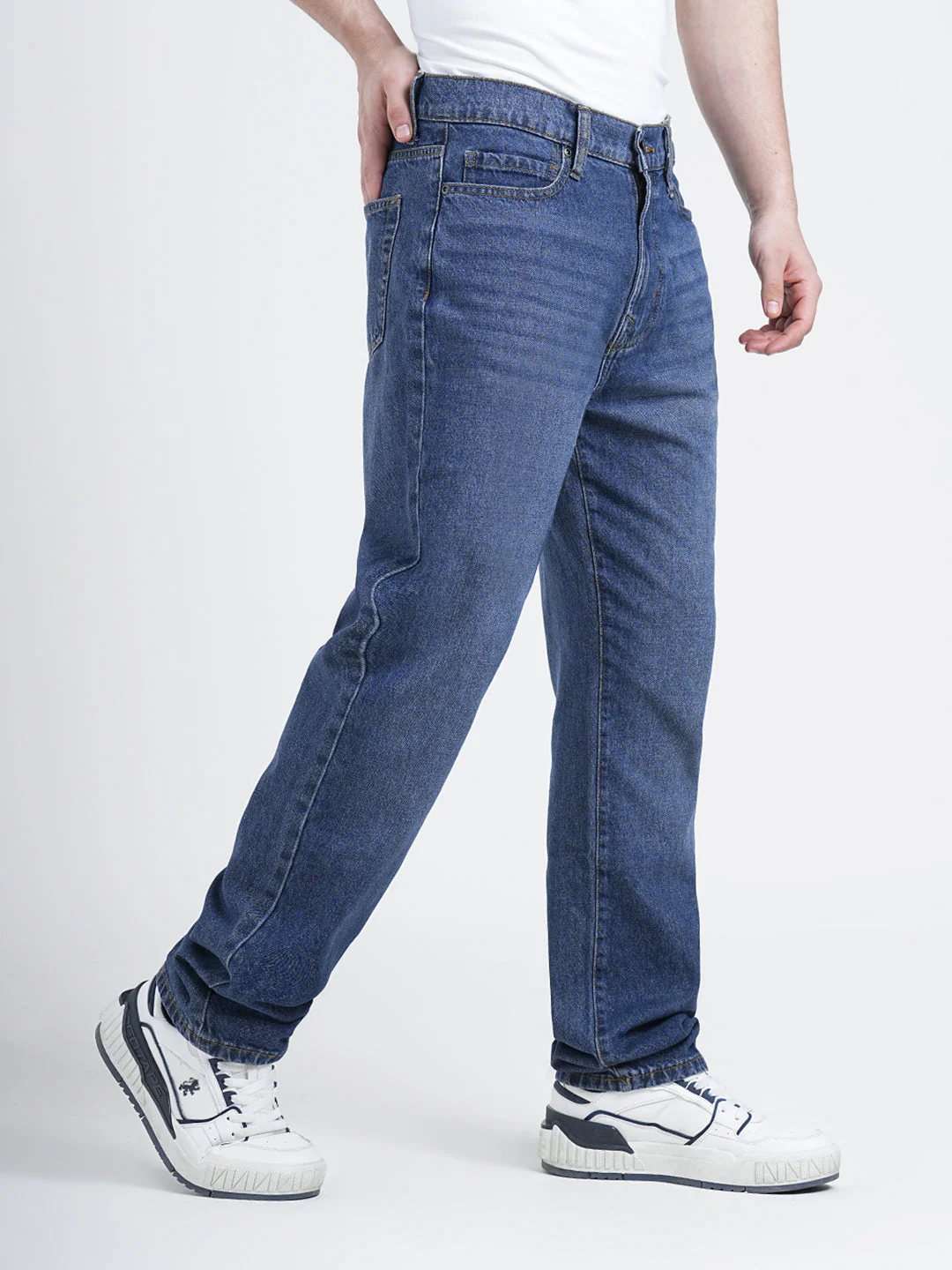 Straight Fit Dark Blue Jeans for Men | Everyday Classic Denim - Image 3
