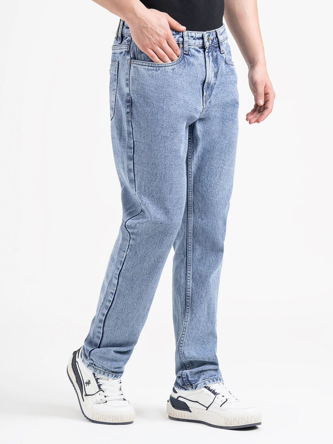 Straight Fit Light Blue Jeans for Men | Everyday Classic Denim - Image 3
