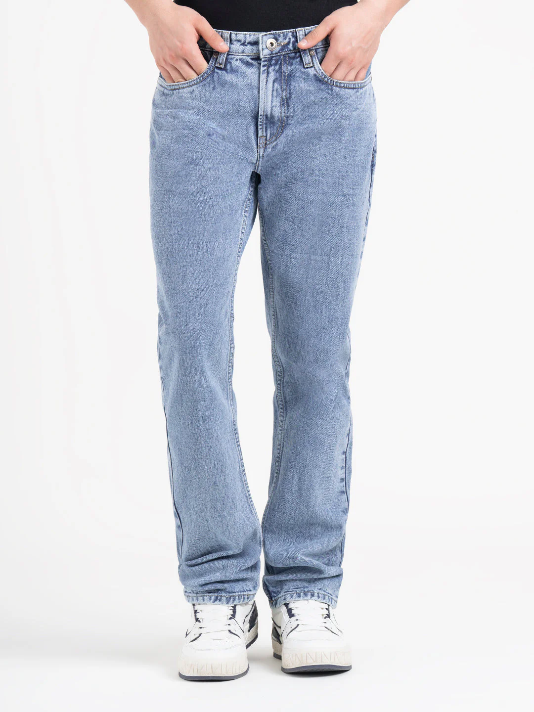 Straight Fit Light Blue Jeans for Men | Everyday Classic Denim - Image 6