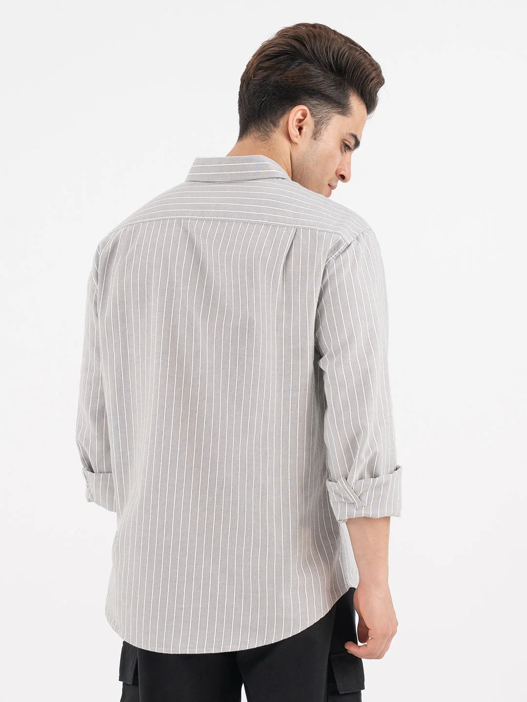 Red Tape Striped Grey Shirt for Men - Image 3