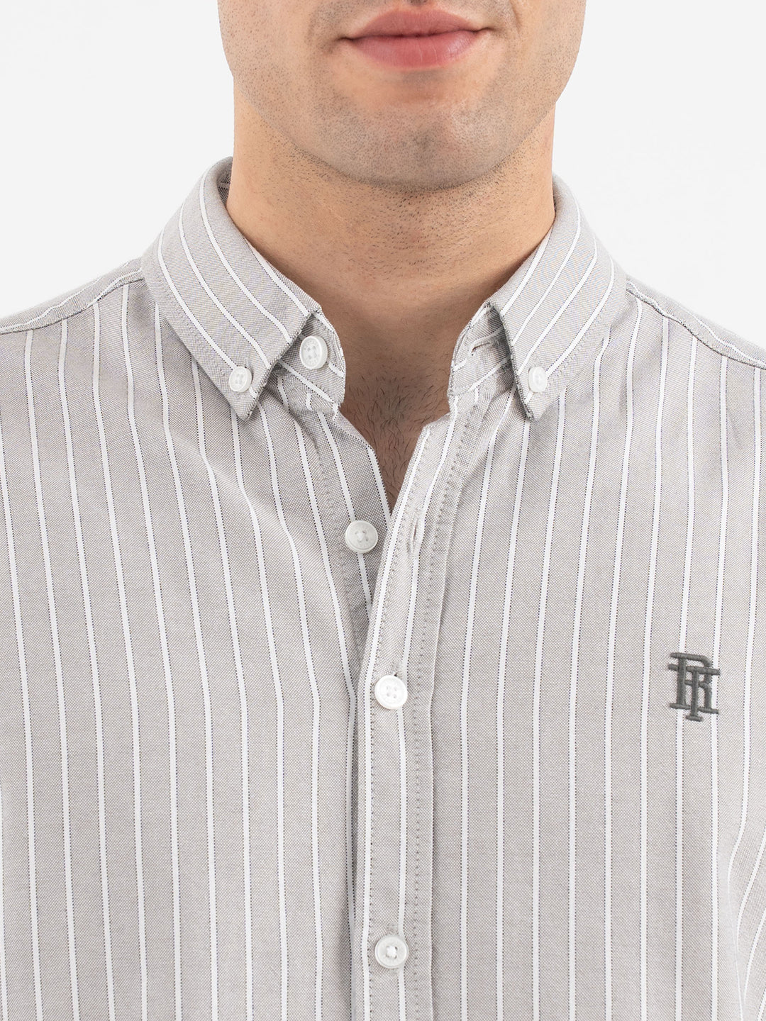 Red Tape Striped Grey Shirt for Men - Image 4