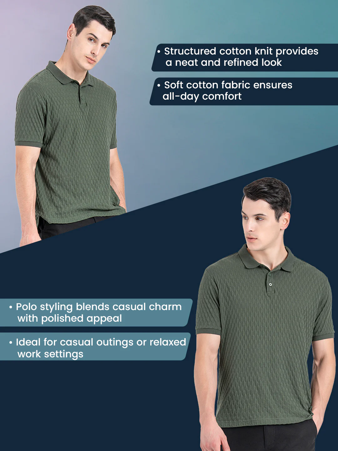 Structured Polo T-Shirt for Men - Image 2