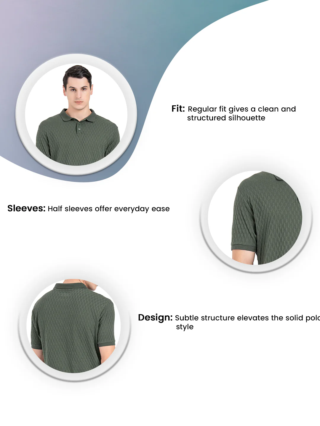 Structured Polo T-Shirt for Men - Image 3