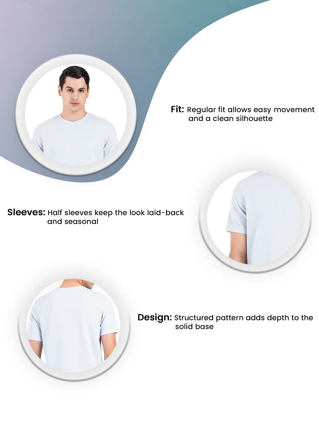 Structured Round Neck T-Shirt for Men - Image 3