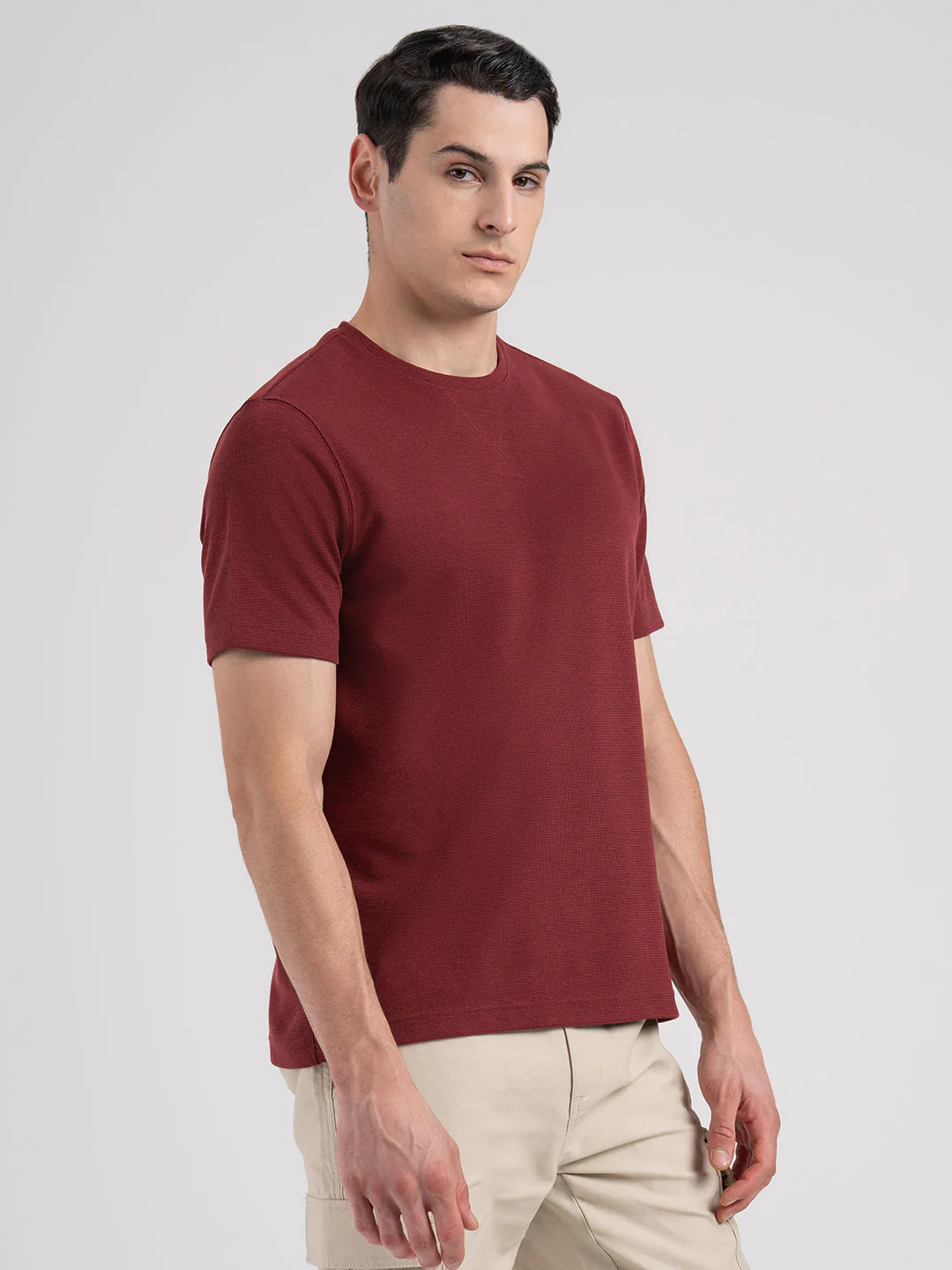 Structured Round Neck T-Shirt for Men | Stylish & Comfortable Everyday Wear - Image 2