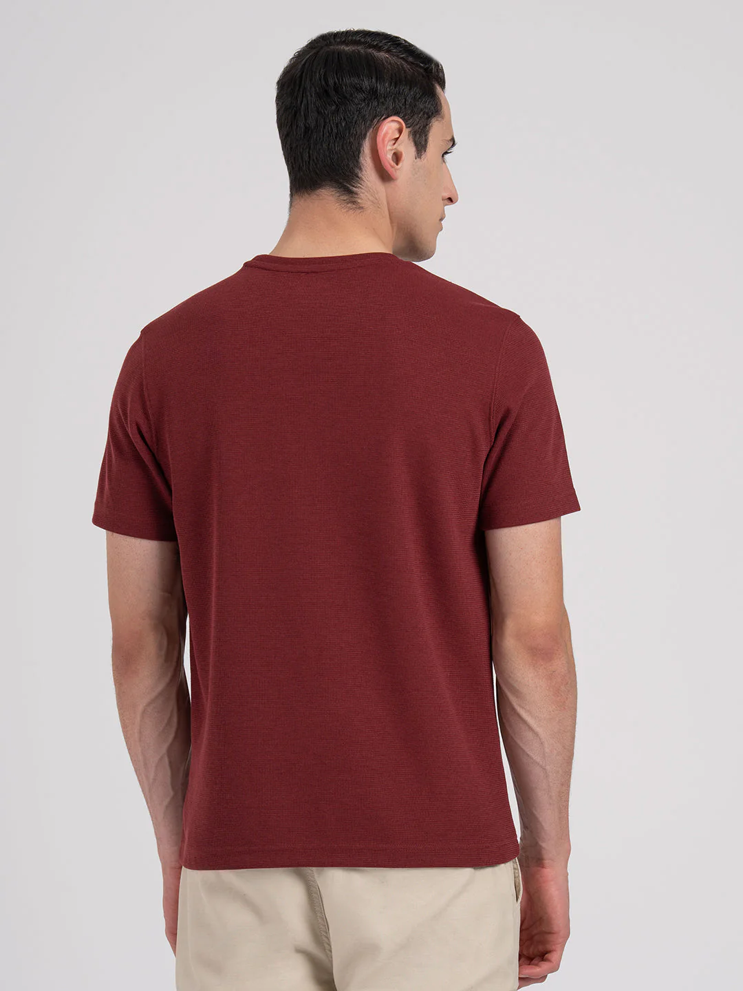 Structured Round Neck T-Shirt for Men | Stylish & Comfortable Everyday Wear - Image 3