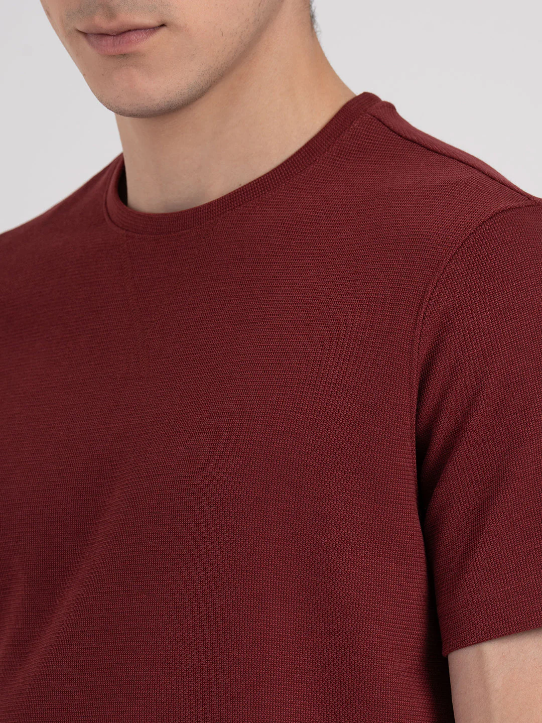 Structured Round Neck T-Shirt for Men | Stylish & Comfortable Everyday Wear - Image 4