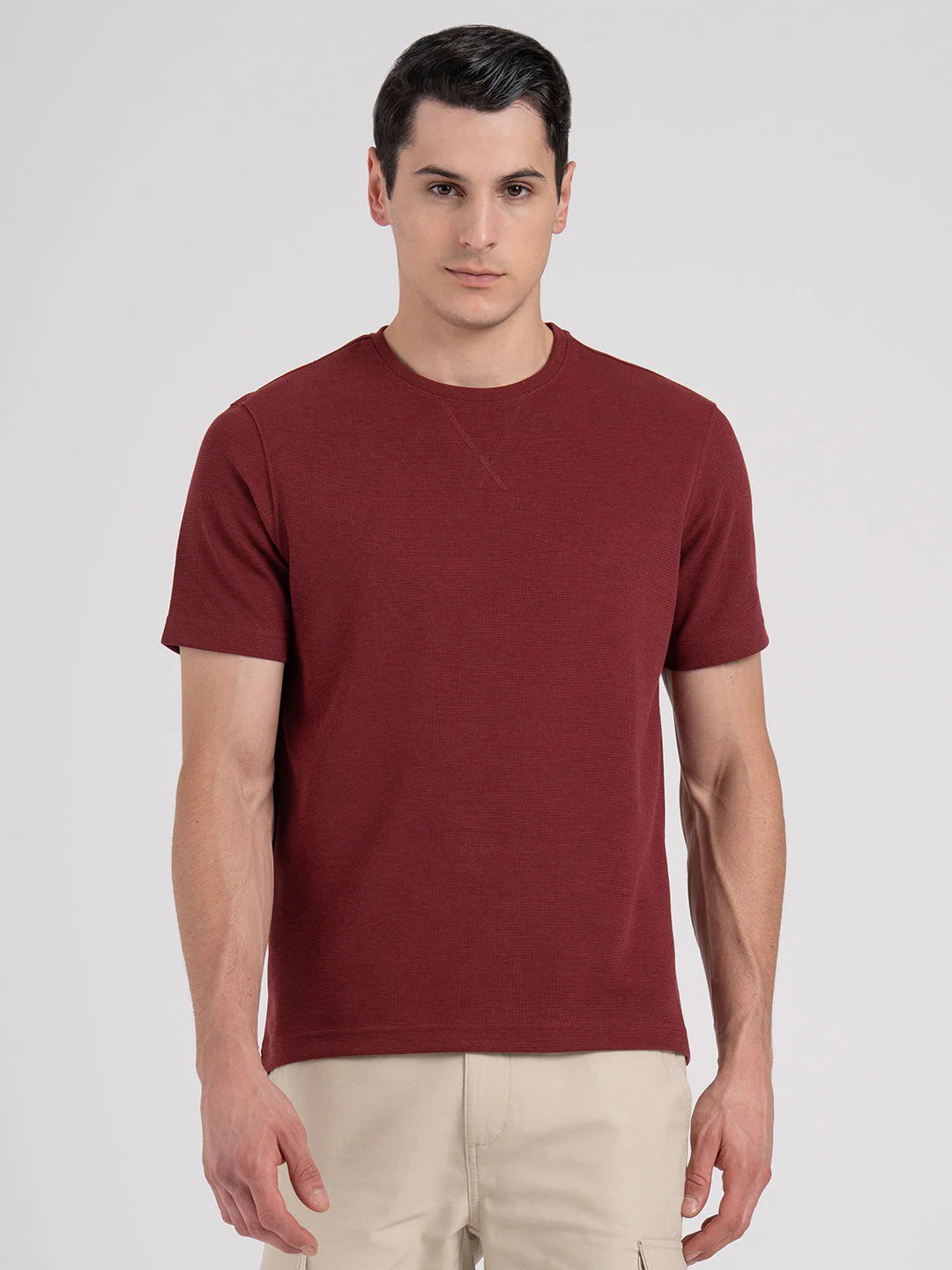 Structured Round Neck T-Shirt for Men | Stylish & Comfortable Everyday Wear - Image 6
