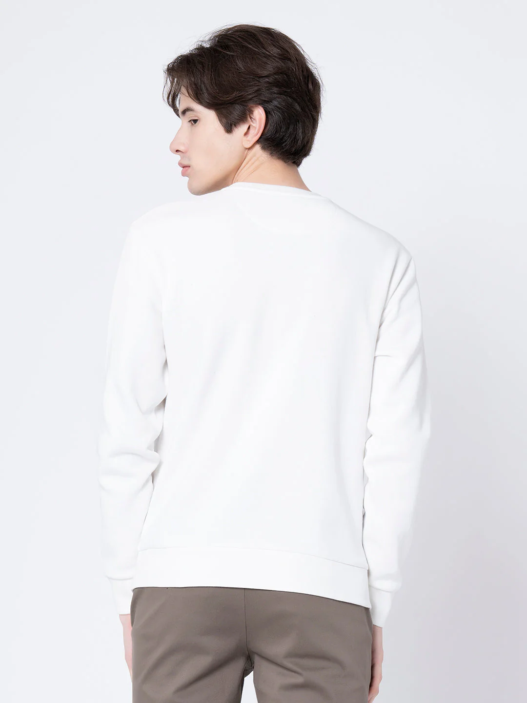 Stylish Off White Round Neck Sweatshirt for Men - Image 3