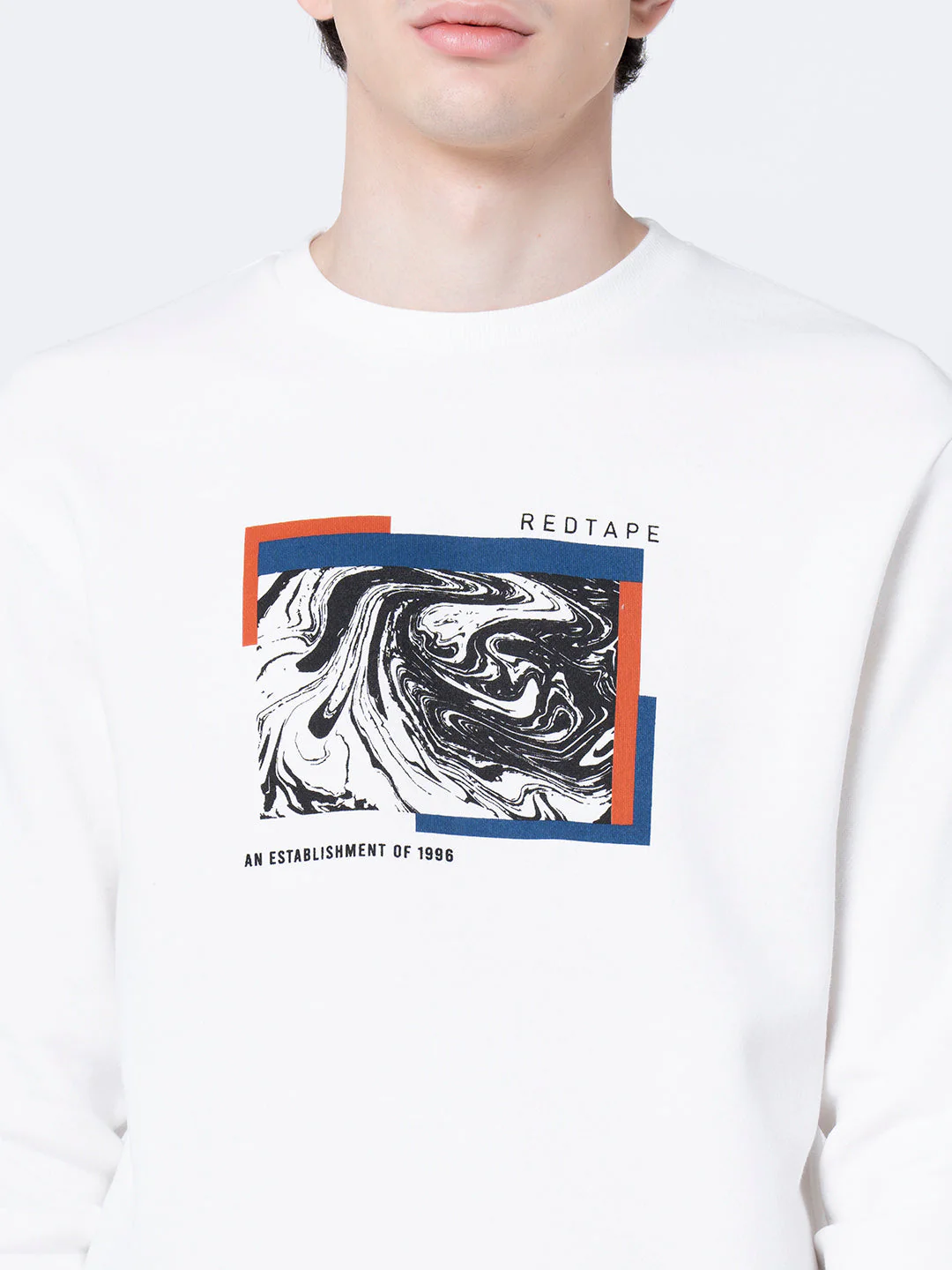 Stylish Off White Round Neck Sweatshirt for Men - Image 4