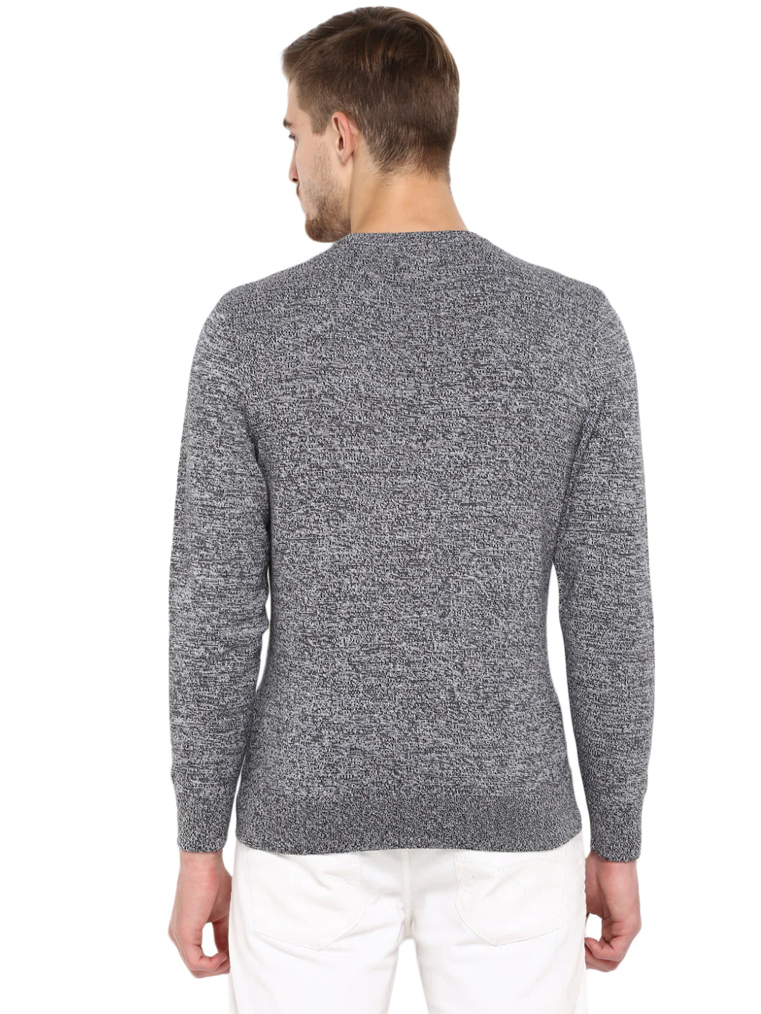 Sweaters for Men in Black | Cotton Round Neck Full Sleeve Sweater - Image 3