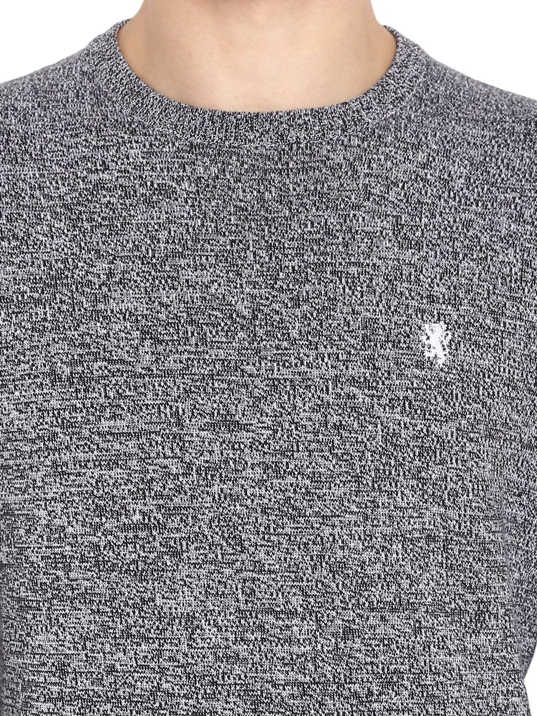 Sweaters for Men in Black | Cotton Round Neck Full Sleeve Sweater - Image 5