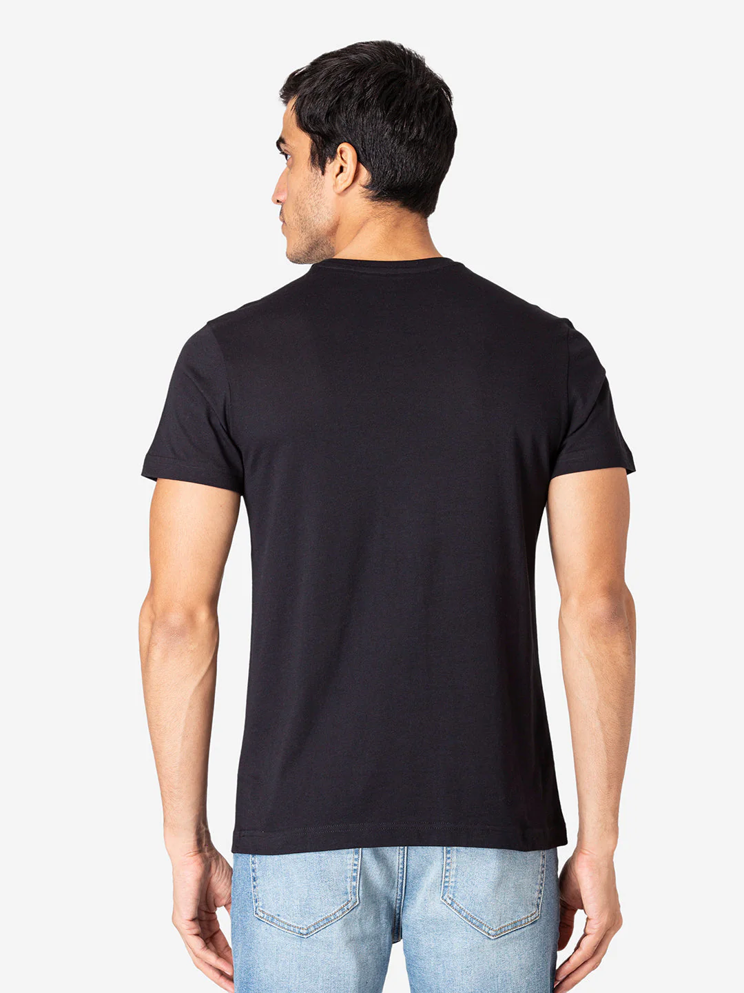 T-Shirt for Men in Black | Cotton Round Neck Printed T Shirt - Image 4