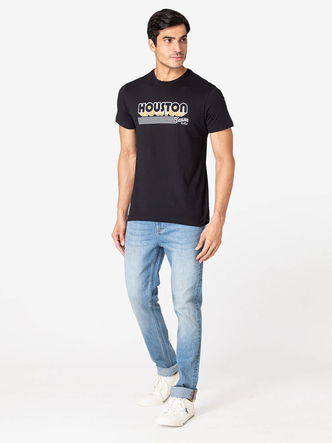 T-Shirt for Men in Black | Cotton Round Neck Printed T Shirt - Image 5