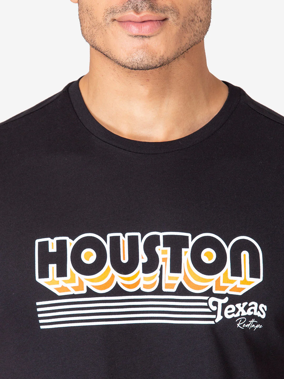 T-Shirt for Men in Black | Cotton Round Neck Printed T Shirt - Image 6