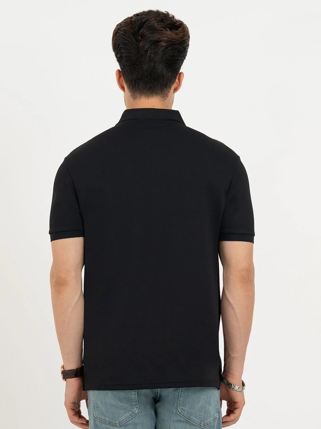 T Shirts for Men in Black | Horse Print Polo T Shirt - Image 3