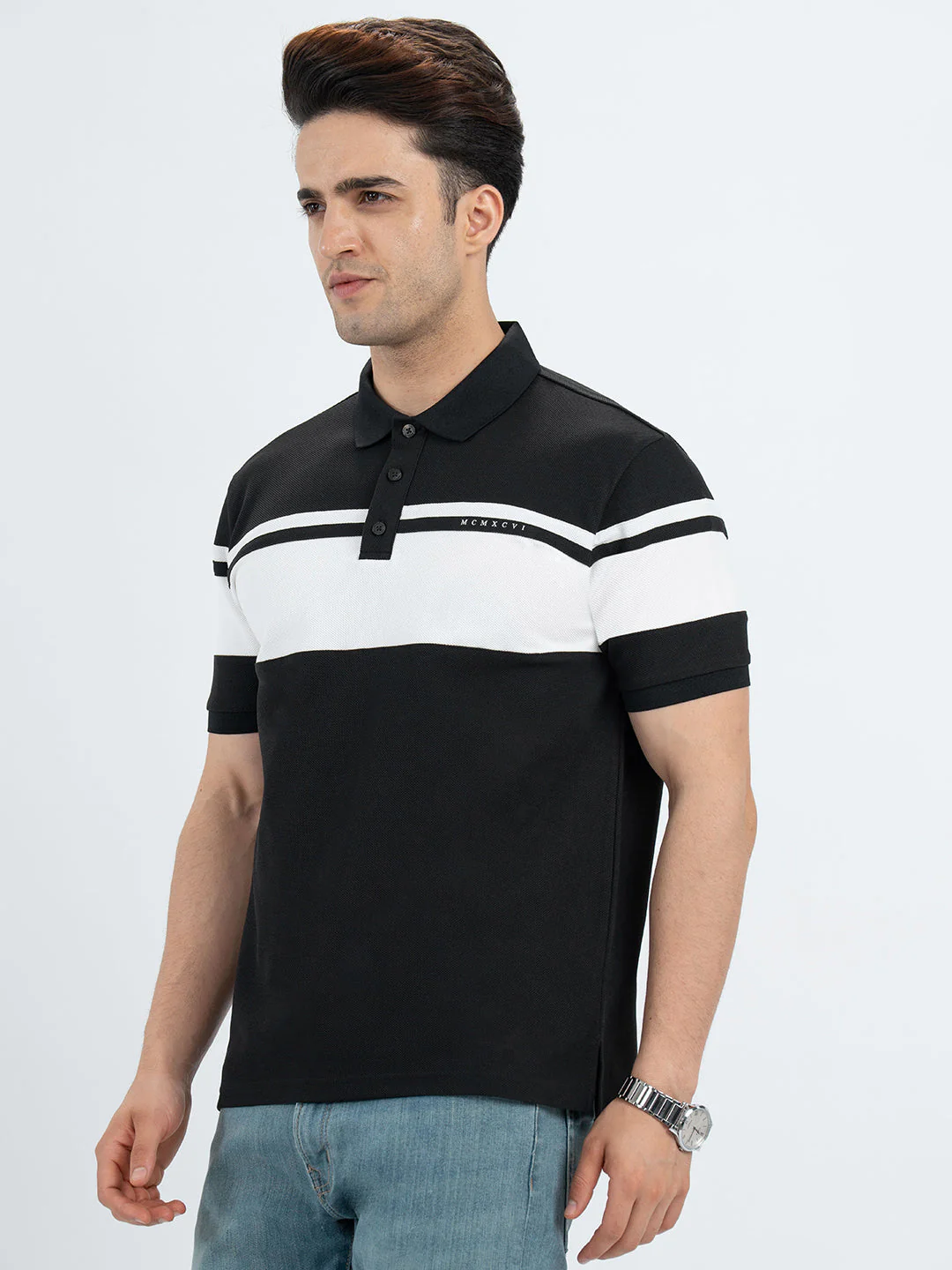 T Shirts for Men in Black | Polo Half Sleeve T Shirt - Image 2