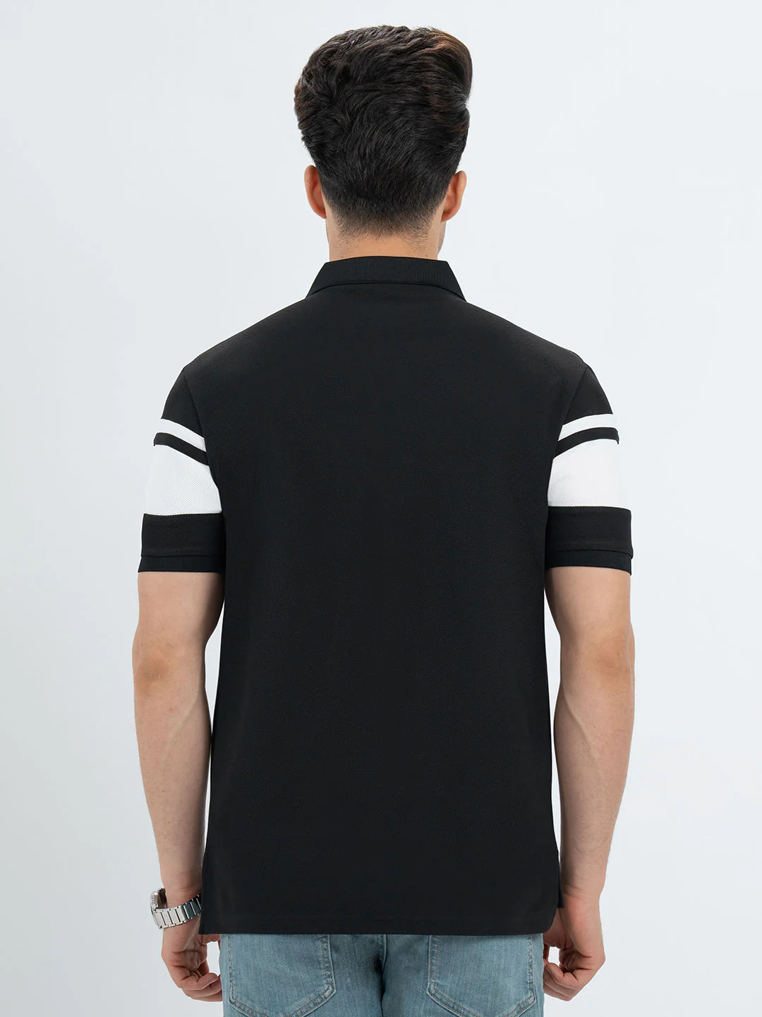 T Shirts for Men in Black | Polo Half Sleeve T Shirt - Image 3