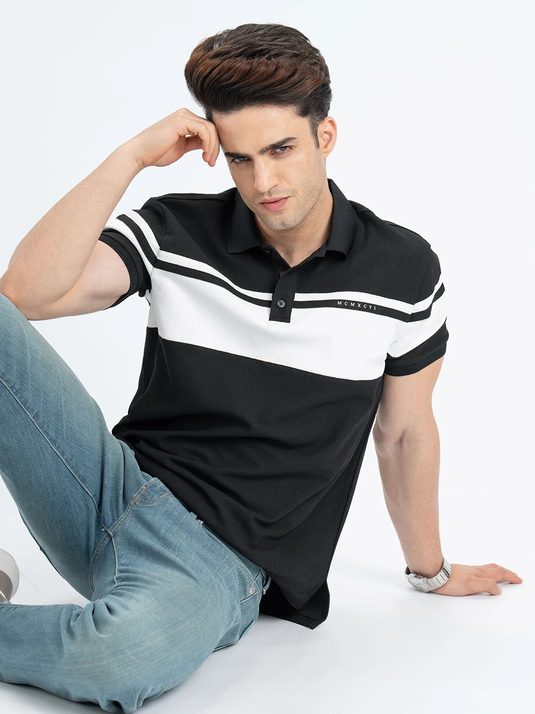 T Shirts for Men in Black | Polo Half Sleeve T Shirt - Image 5