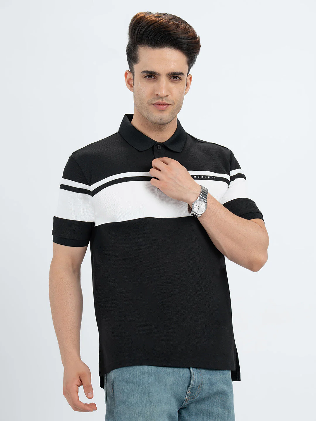T Shirts for Men in Black | Polo Half Sleeve T Shirt - Image 6