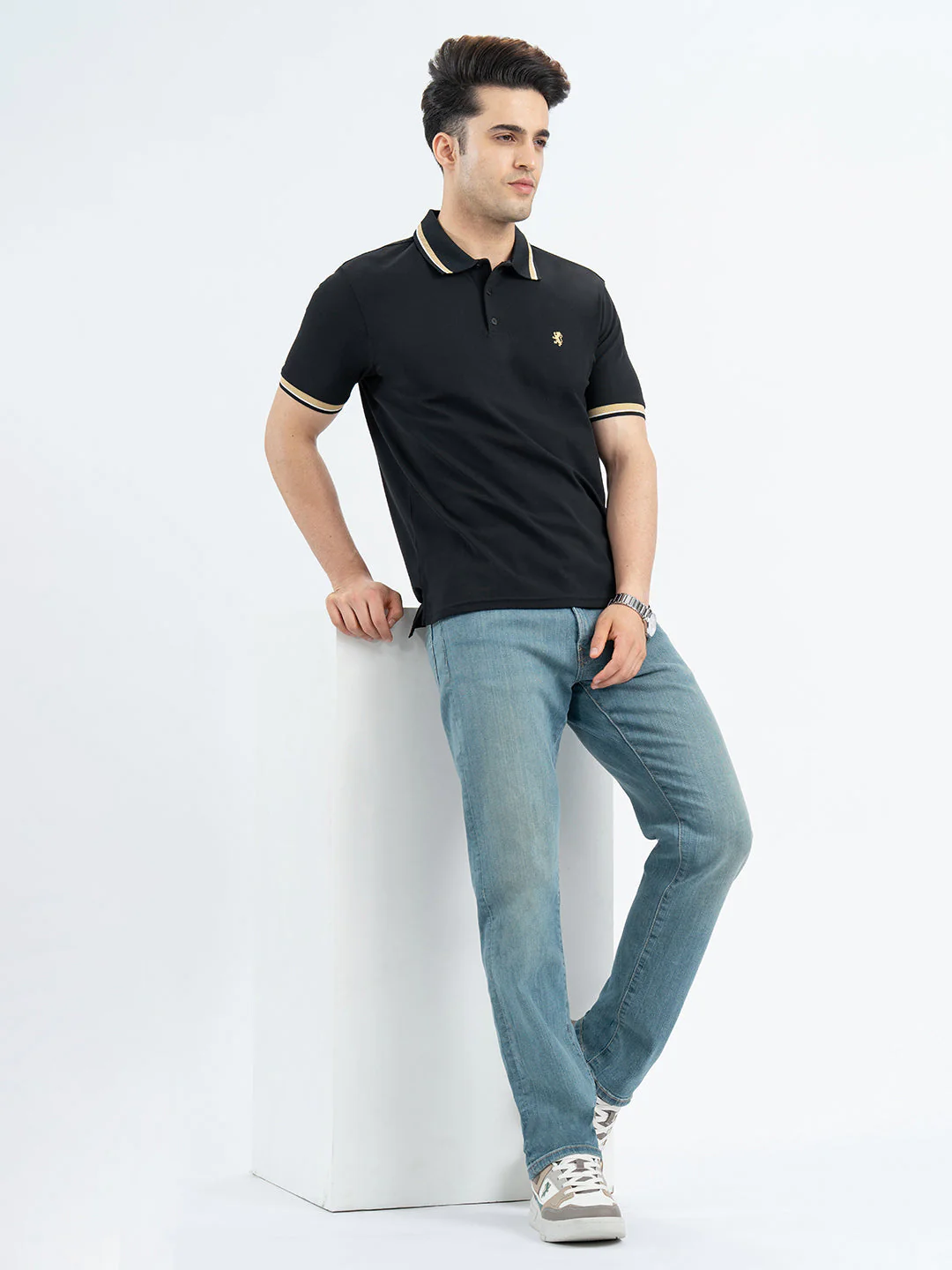 T Shirts for Men in Black | Polo Half Sleeve T Shirt - Image 5