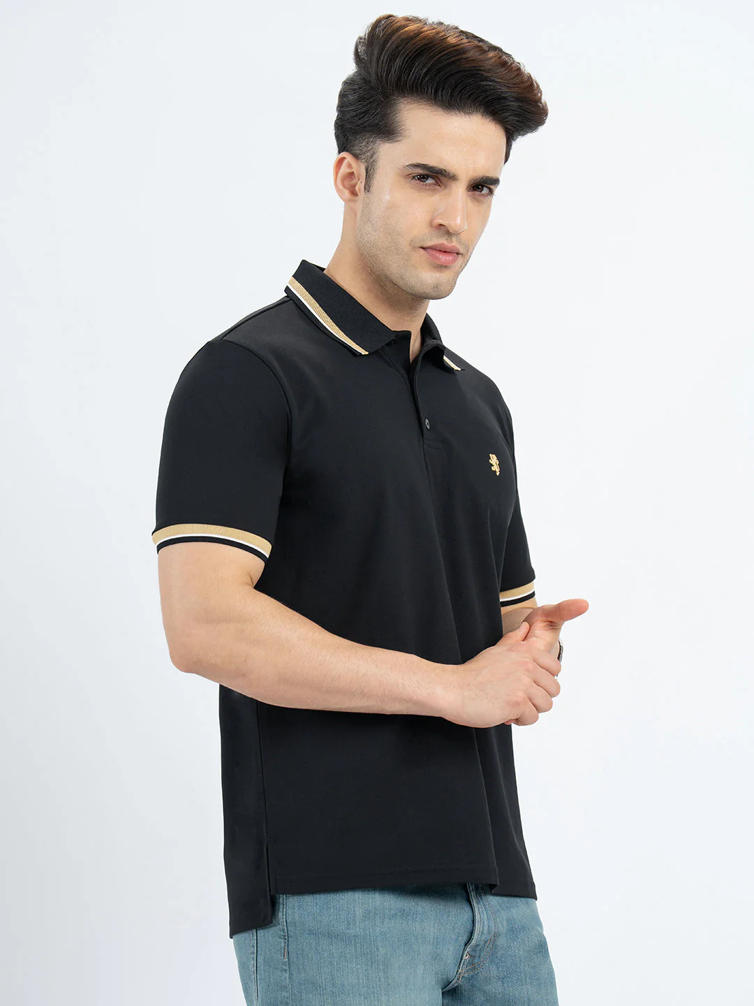 T Shirts for Men in Black | Polo Half Sleeve T Shirt - Image 6