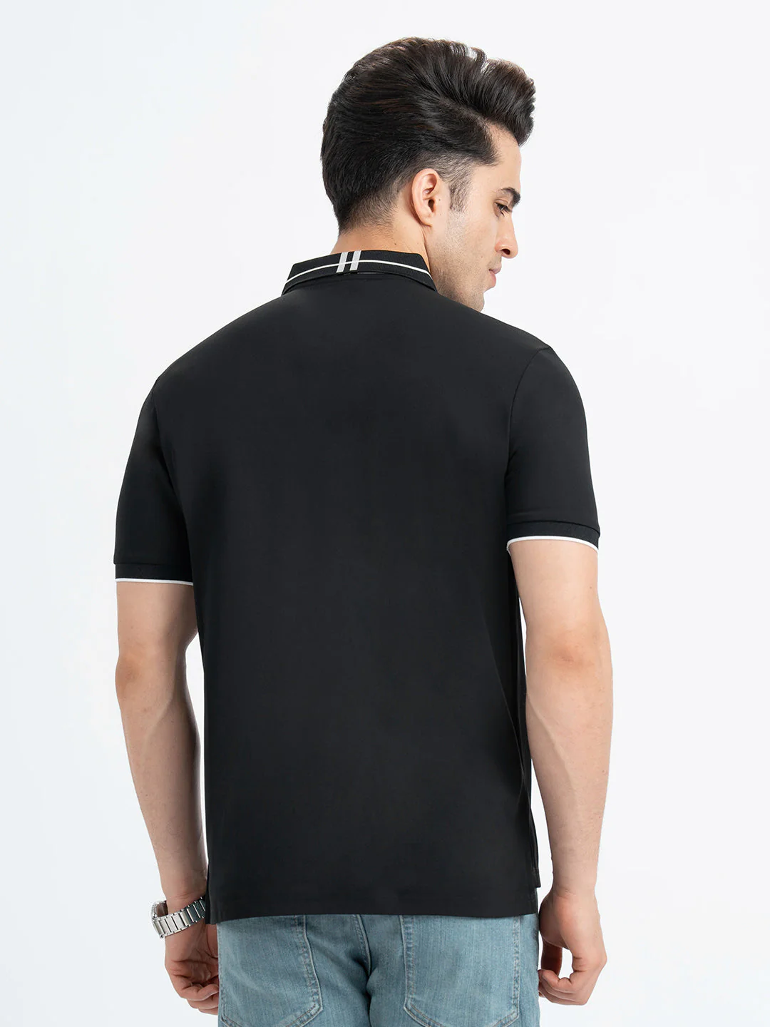 T Shirts for Men in Black | Polo Half Sleeve T Shirt - Image 3