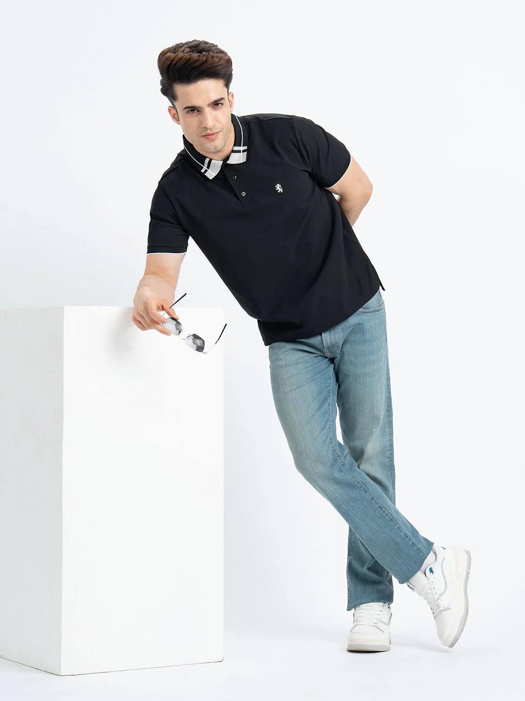 T Shirts for Men in Black | Polo Half Sleeve T Shirt - Image 5