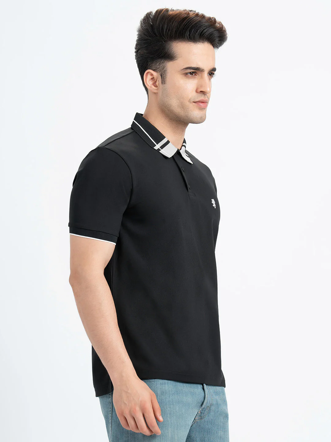 T Shirts for Men in Black | Polo Half Sleeve T Shirt - Image 6