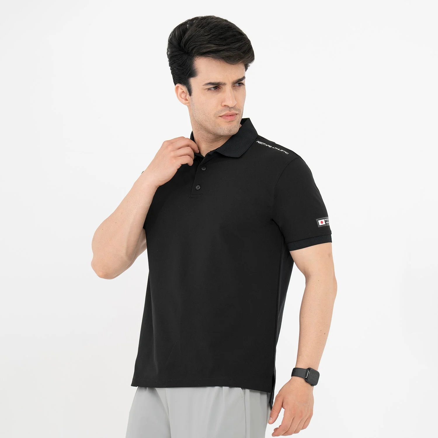 T Shirts for Men in Black | Printed Polo T Shirt - Image 2
