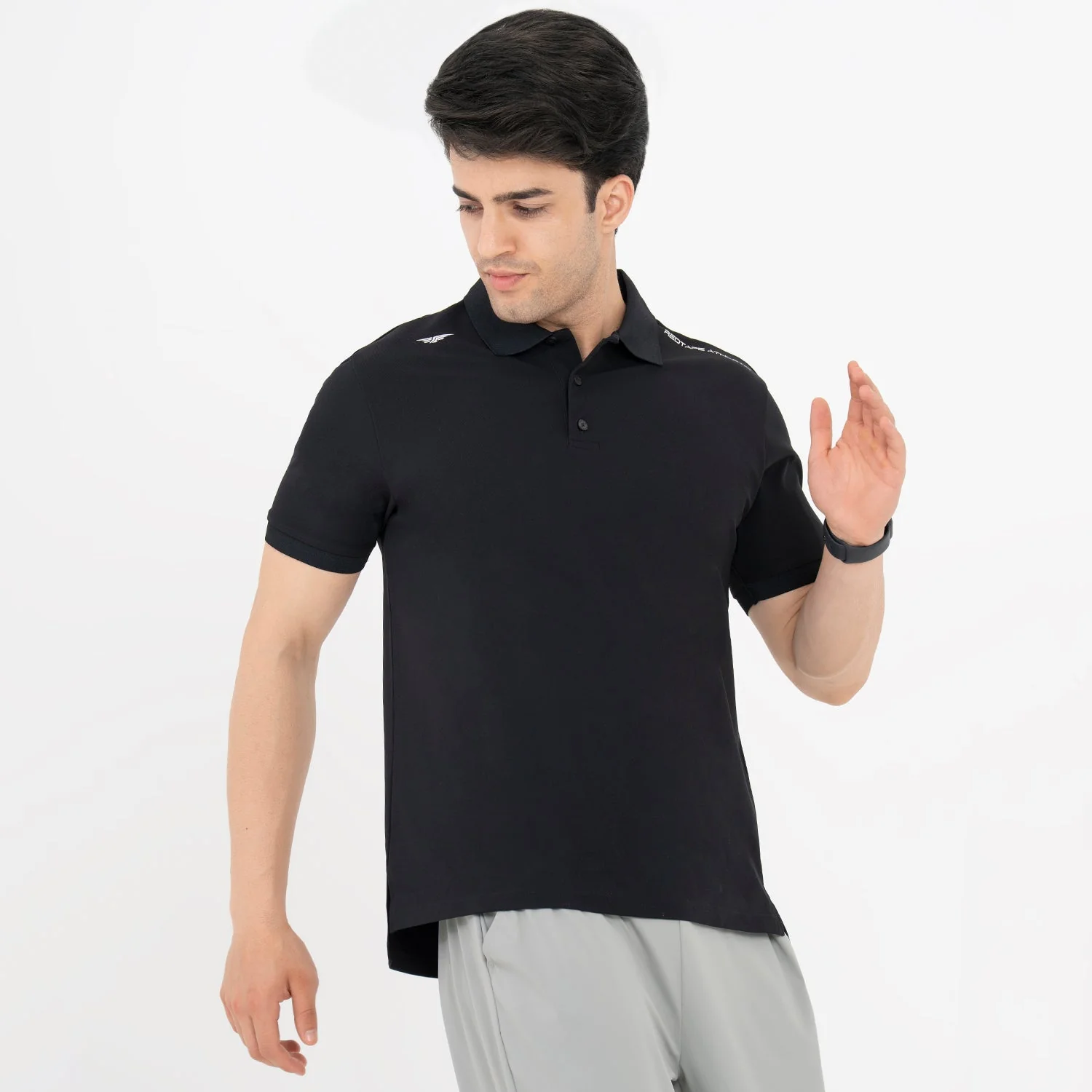 T Shirts for Men in Black | Printed Polo T Shirt - Image 6