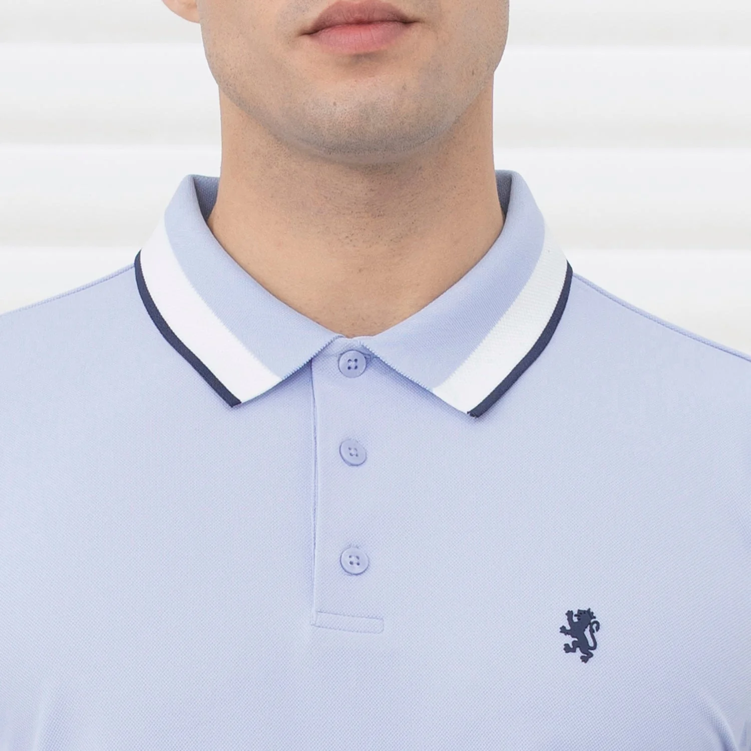 T Shirts for Men in Blue | Jacquard Collar Polo T Shirt - Image 4