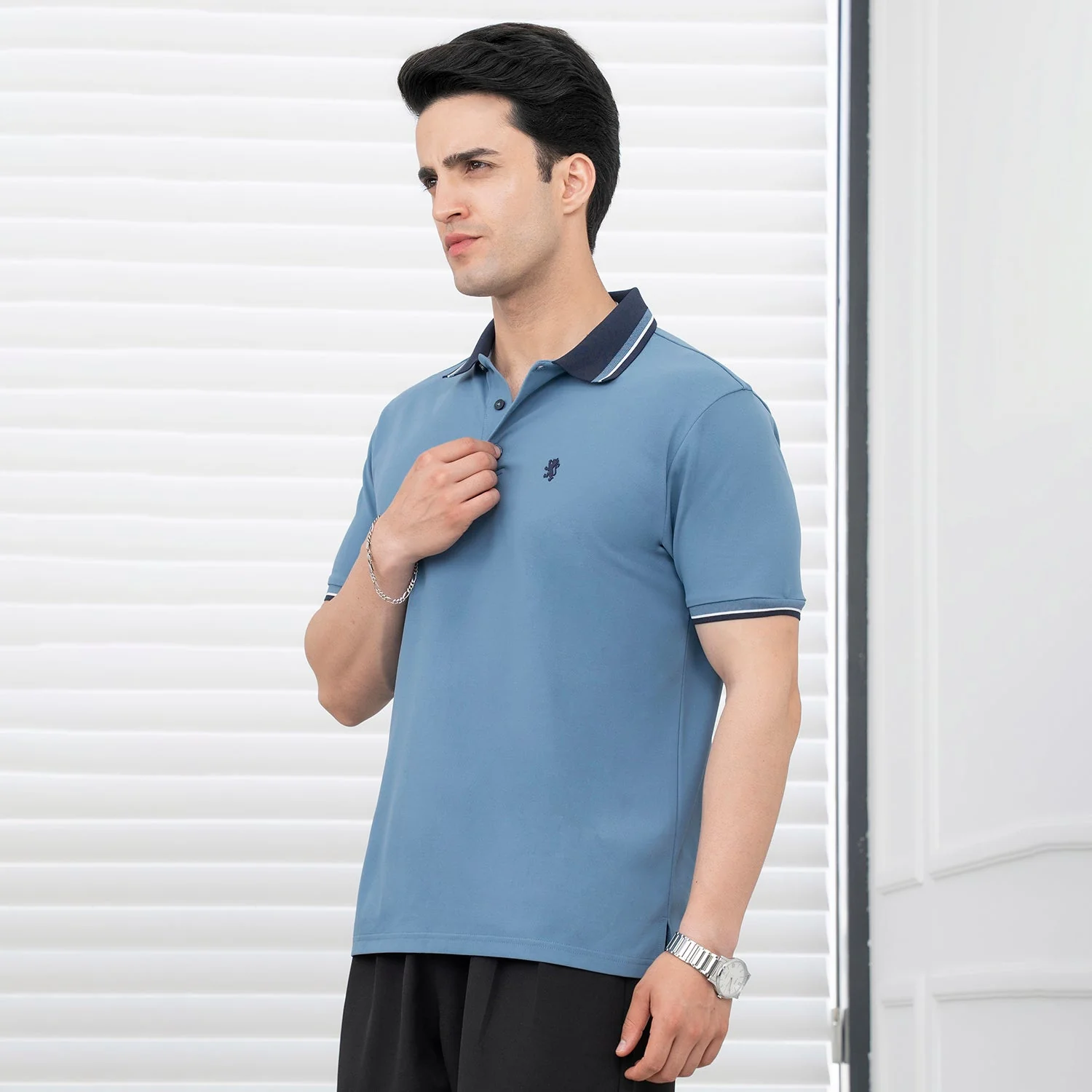 T Shirts for Men in Blue | Polo Half Sleeve T Shirt - Image 5