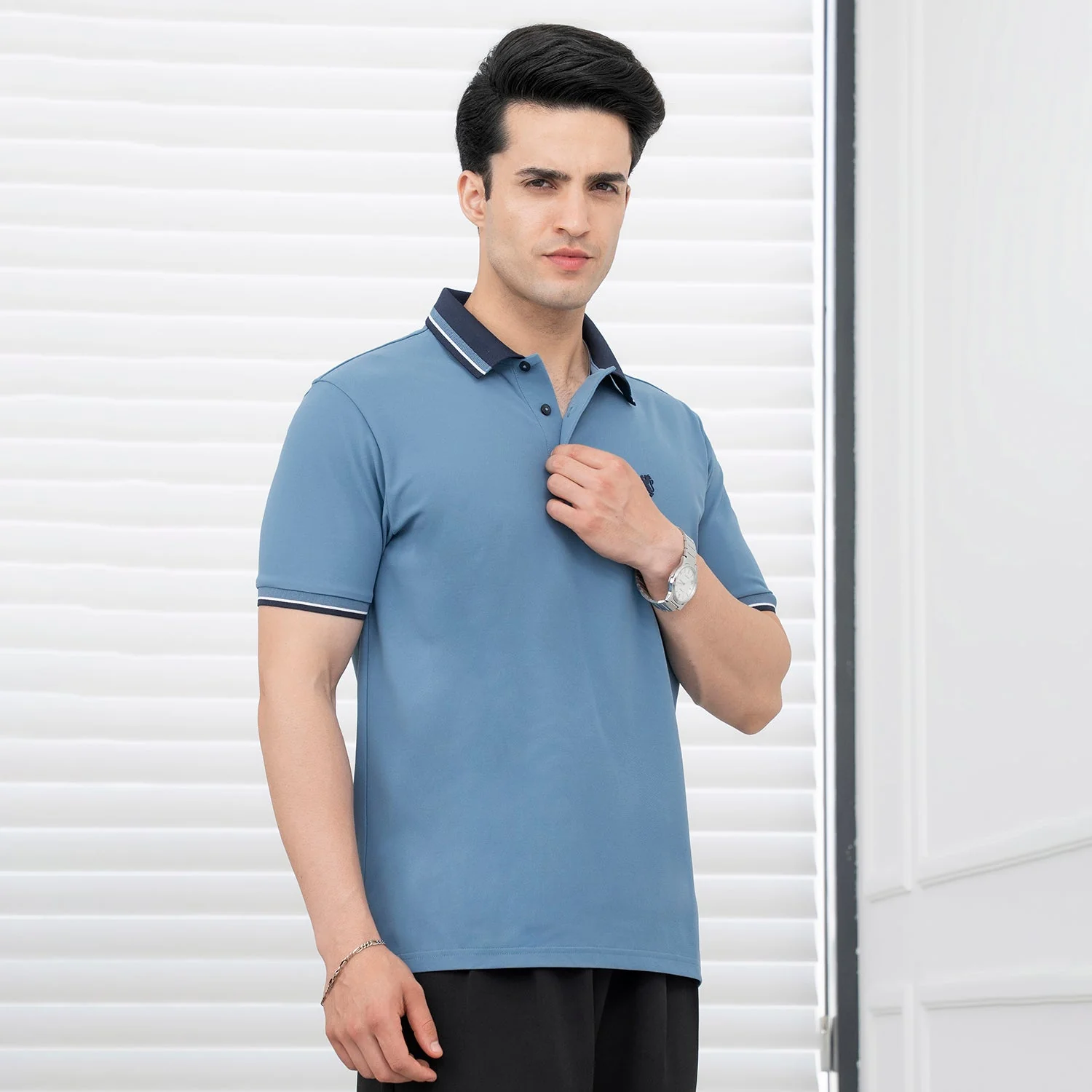 T Shirts for Men in Blue | Polo Half Sleeve T Shirt - Image 6