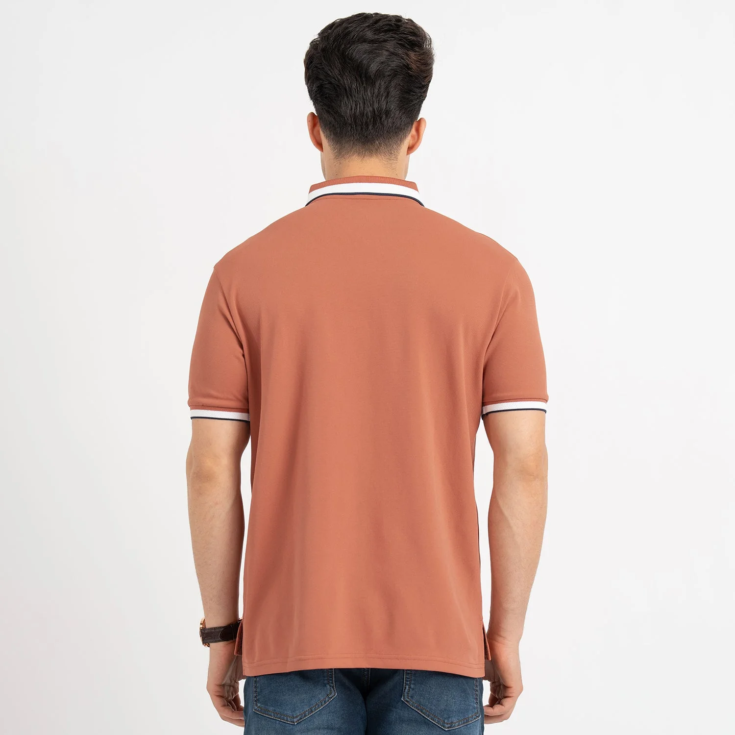 T Shirts for Men in Burnt Orange | Polo Half Sleeve T Shirt - Image 3