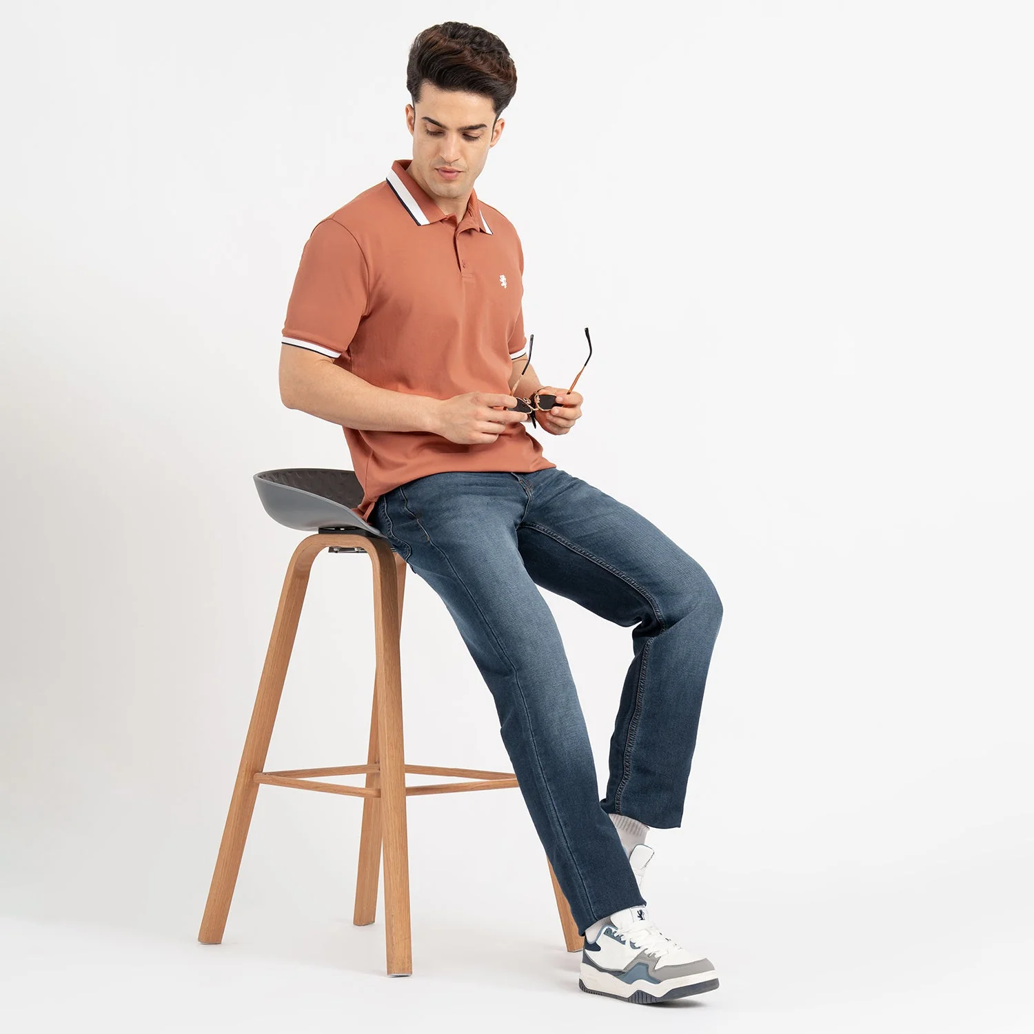 T Shirts for Men in Burnt Orange | Polo Half Sleeve T Shirt - Image 5