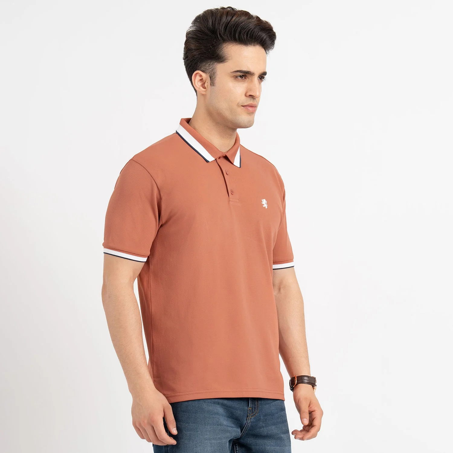 T Shirts for Men in Burnt Orange | Polo Half Sleeve T Shirt - Image 6