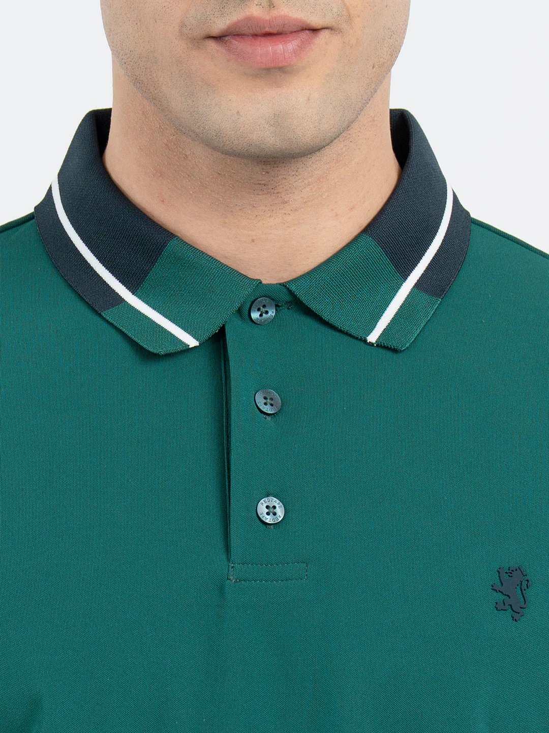 T Shirts for Men in Forest Green | Jacquard Collar Polo T Shirt - Image 4