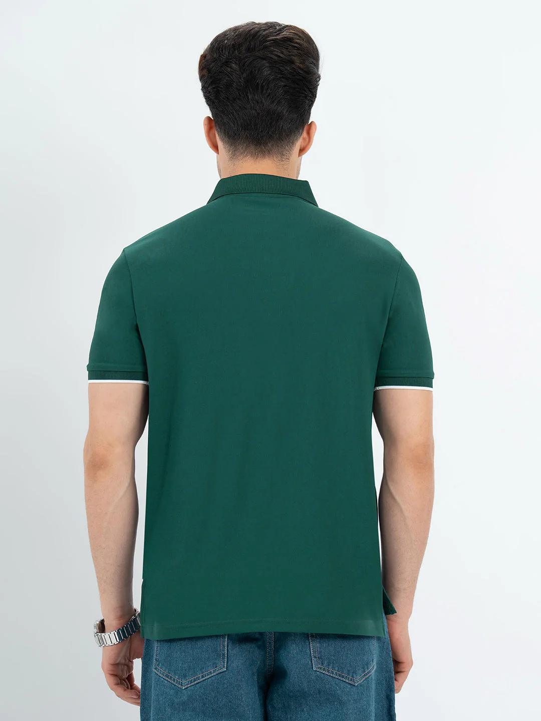 T Shirts for Men in Forest Green | Polo Half Sleeve T Shirt - Image 3