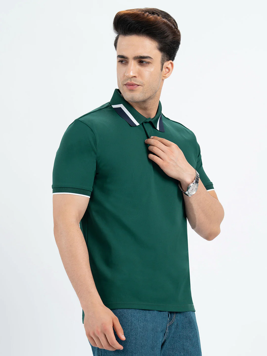 T Shirts for Men in Forest Green | Polo Half Sleeve T Shirt - Image 6