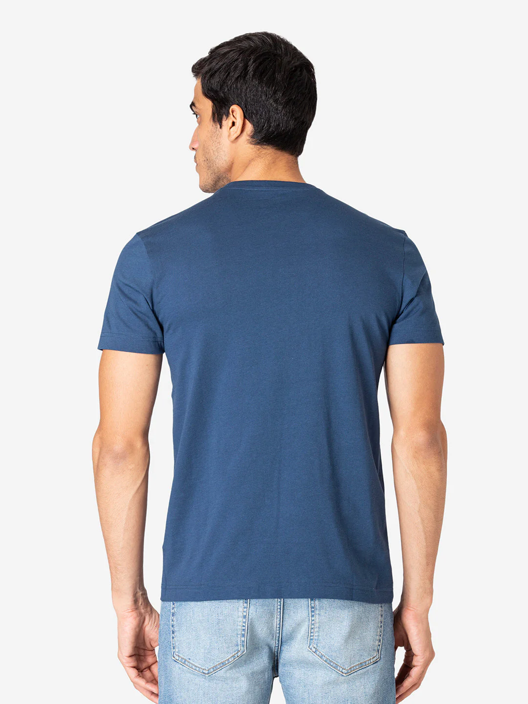 T-Shirt for Men in Midnight Blue | Cotton Round Neck Printed T Shirt - Image 4