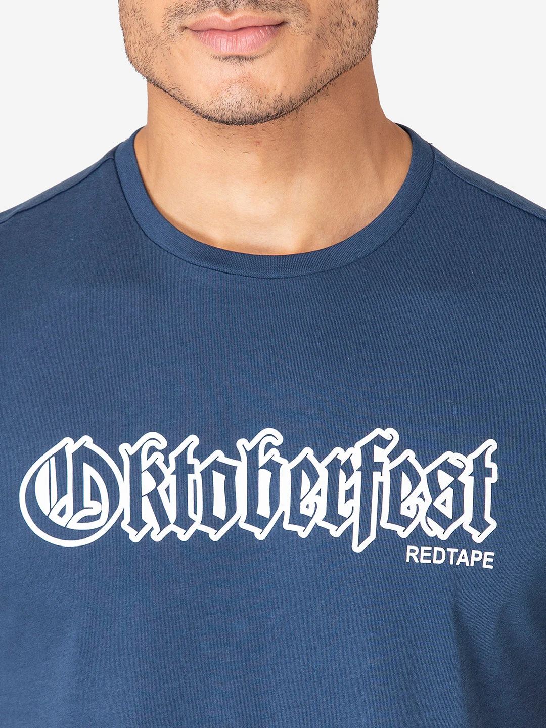T-Shirt for Men in Midnight Blue | Cotton Round Neck Printed T Shirt - Image 6