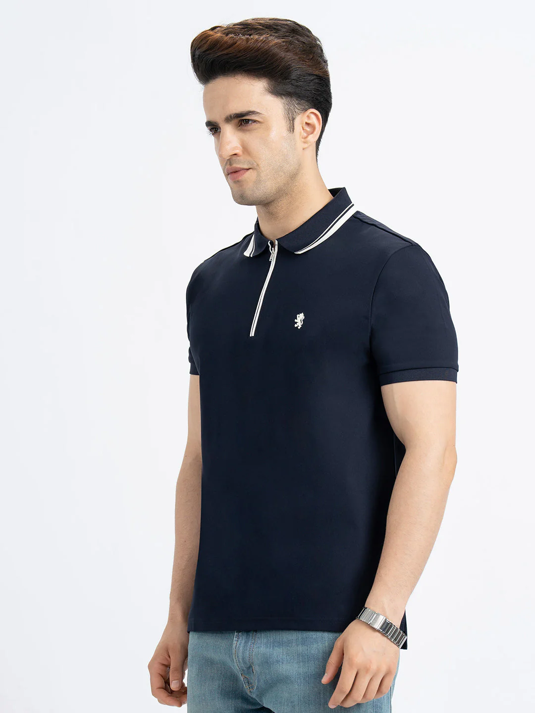 T Shirts for Men in Navy | Polo Half Sleeve T Shirt - Image 2