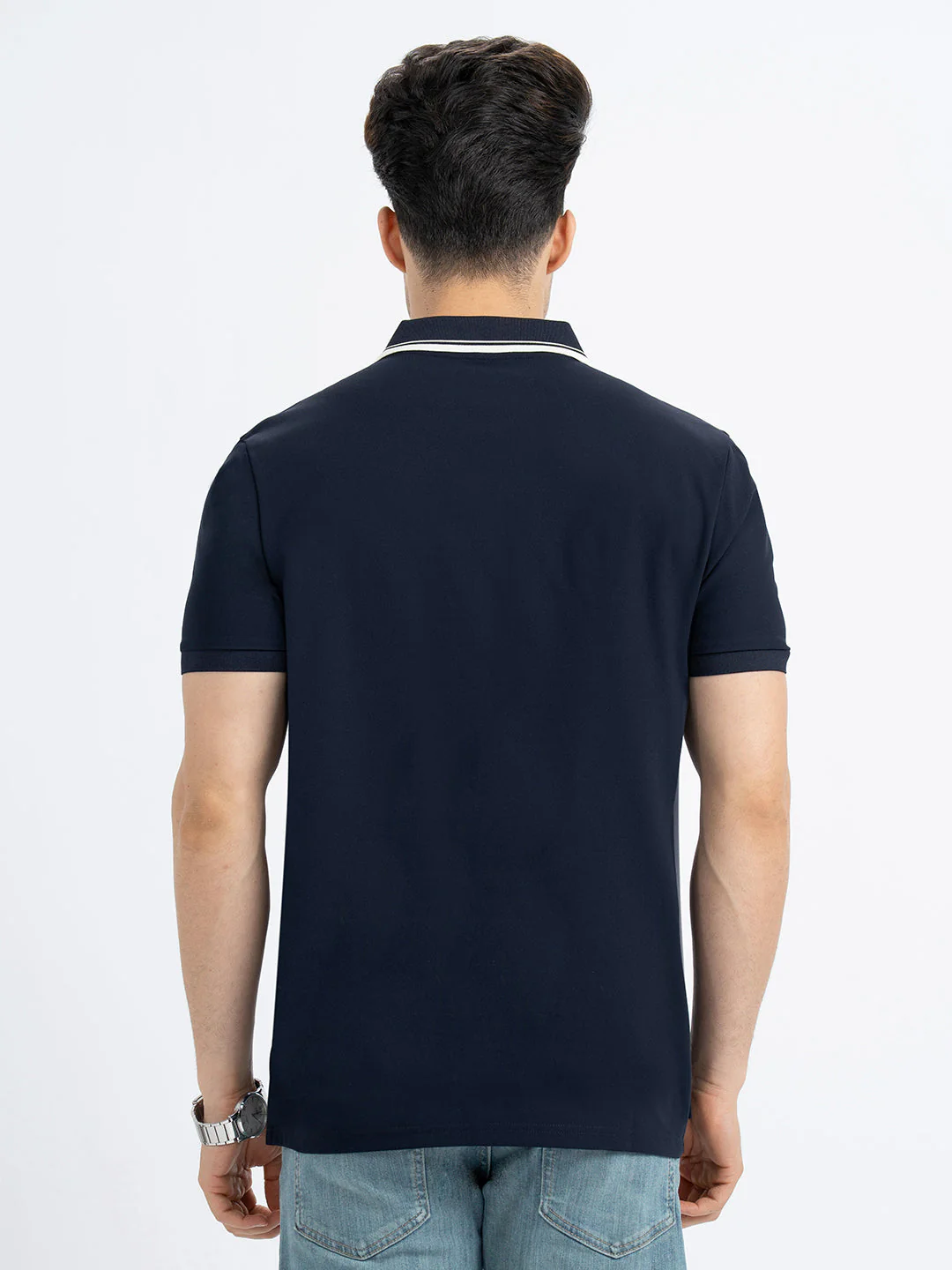 T Shirts for Men in Navy | Polo Half Sleeve T Shirt - Image 3