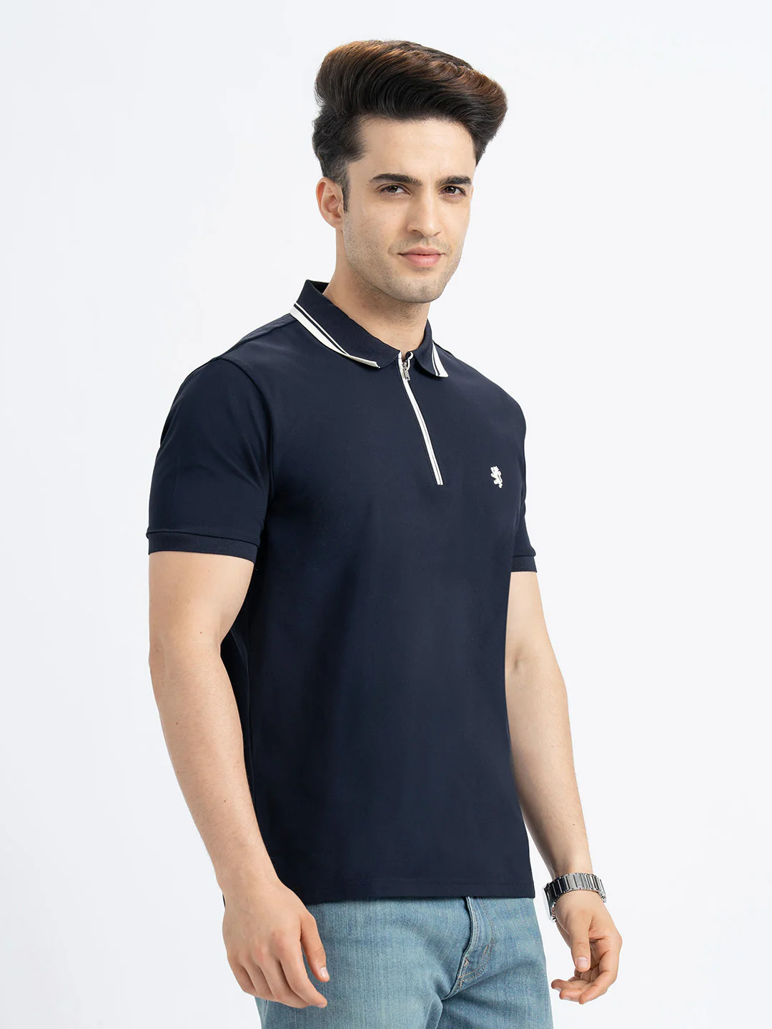 T Shirts for Men in Navy | Polo Half Sleeve T Shirt - Image 6