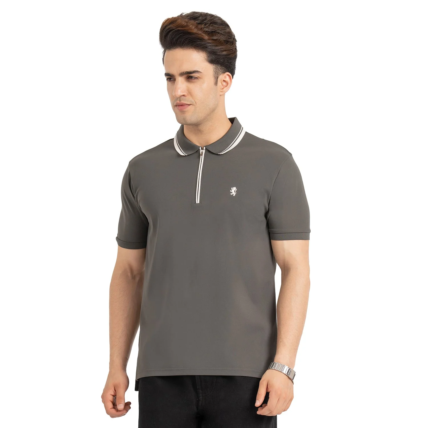 T Shirts for Men in Olive | Polo Half Sleeve T Shirt - Image 2