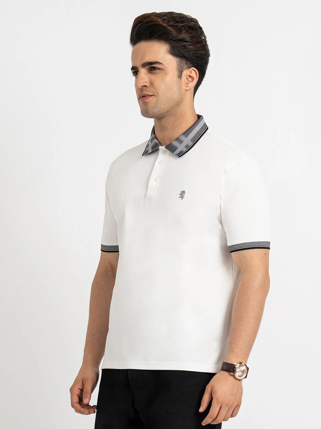 T Shirts for Men in White | Polo Half Sleeve T Shirt - Image 2