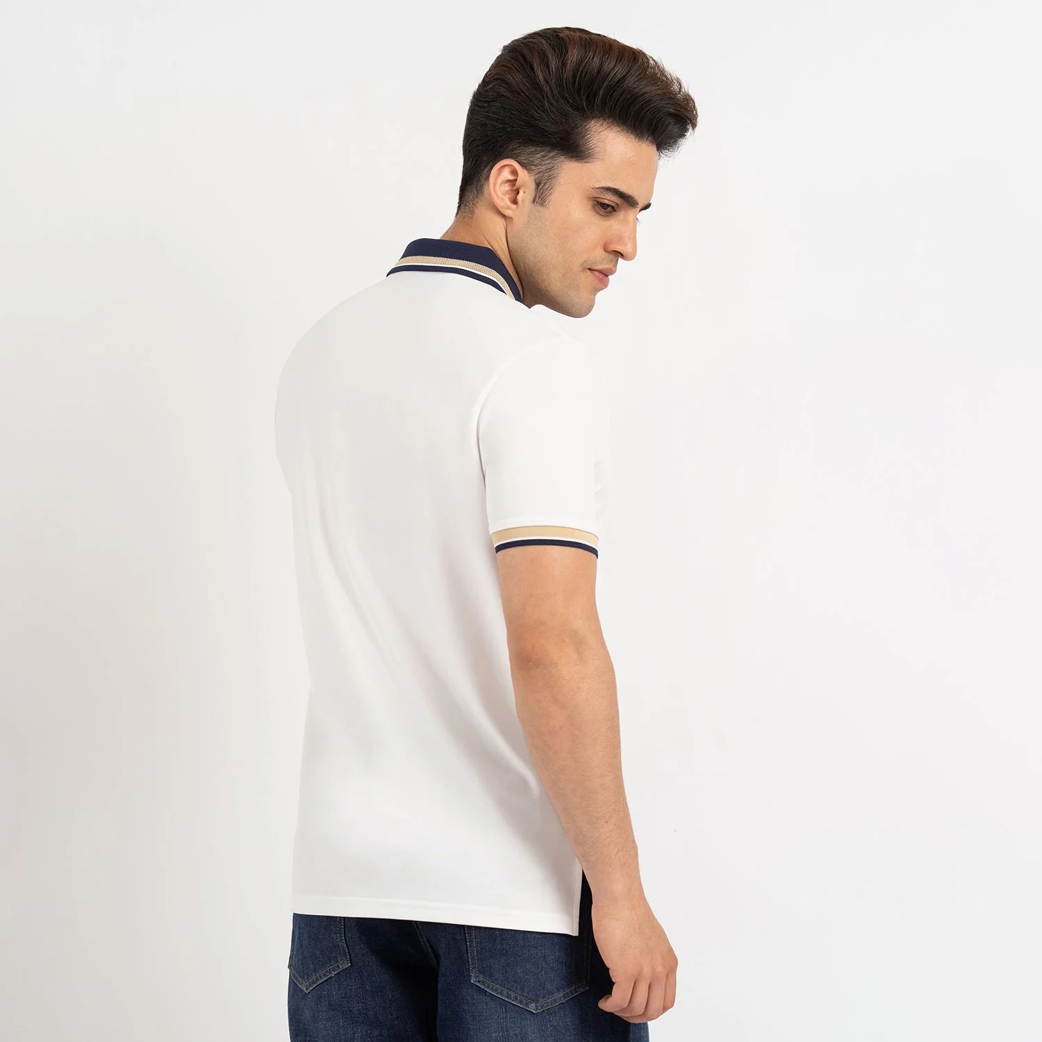 T Shirts for Men in White | Polo Half Sleeve T Shirt - Image 3