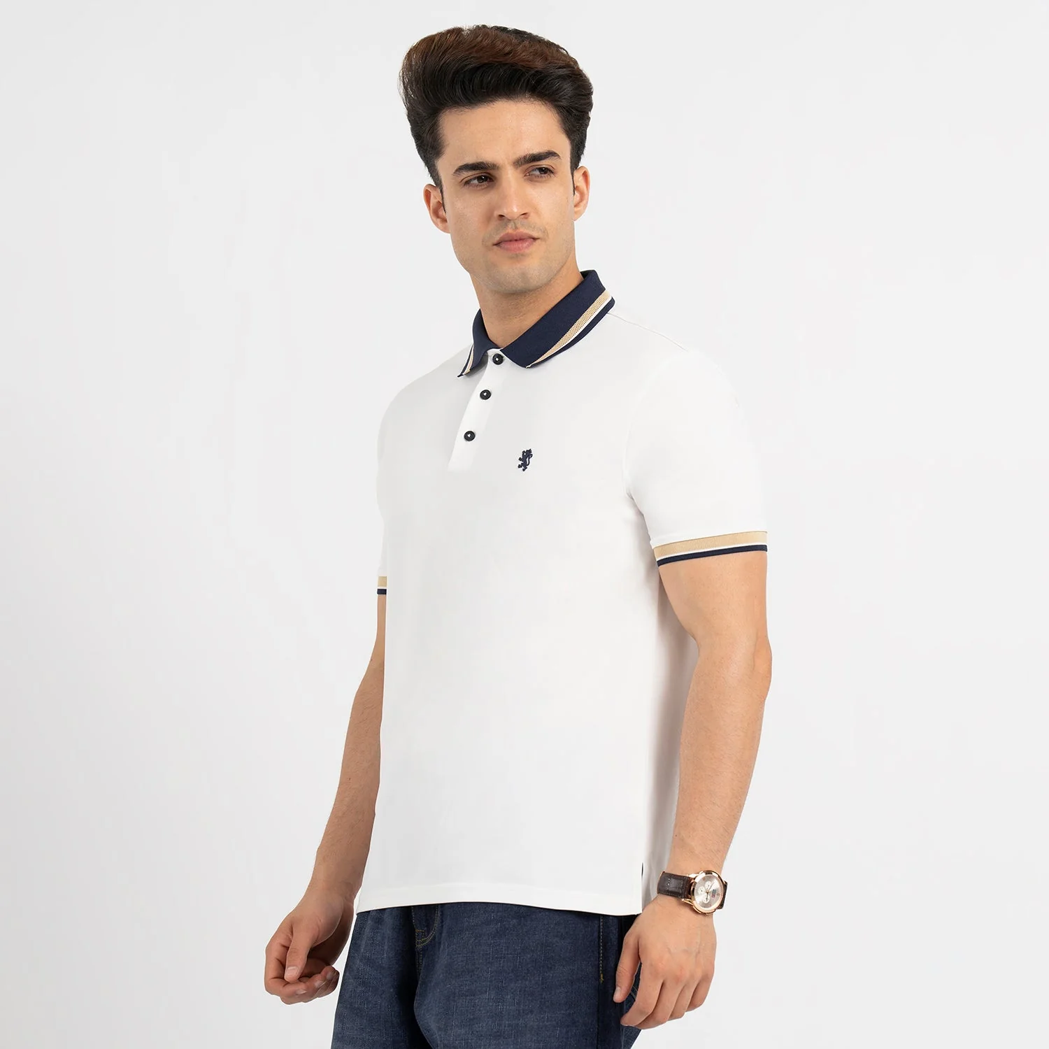 T Shirts for Men in White | Polo Half Sleeve T Shirt - Image 6
